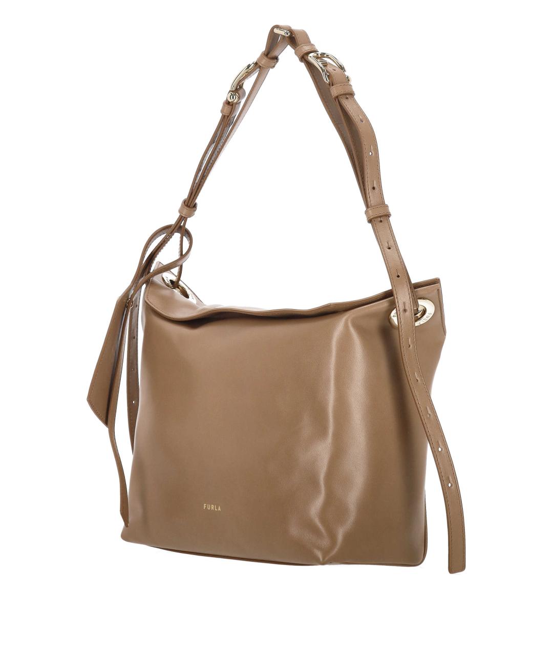 FURLA Коричневая кожаная сумка через плечо, фото 2
