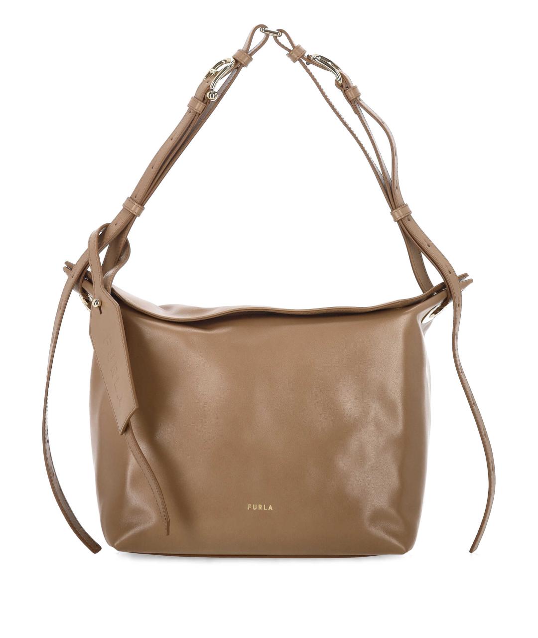 FURLA Коричневая кожаная сумка через плечо, фото 1