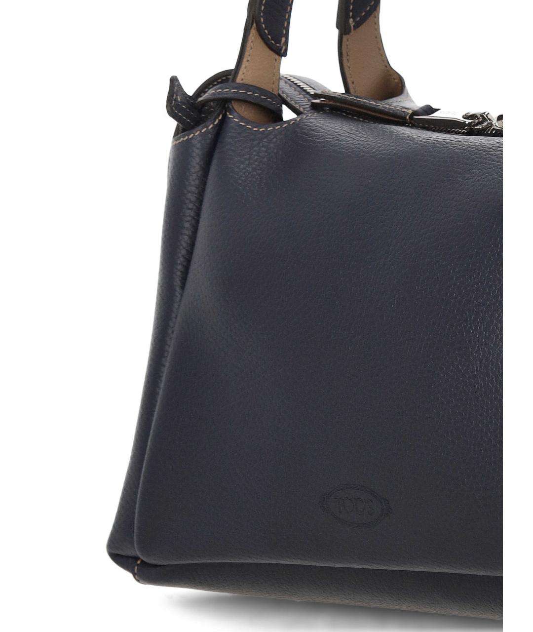 TOD'S Темно-синяя кожаная сумка тоут, фото 4