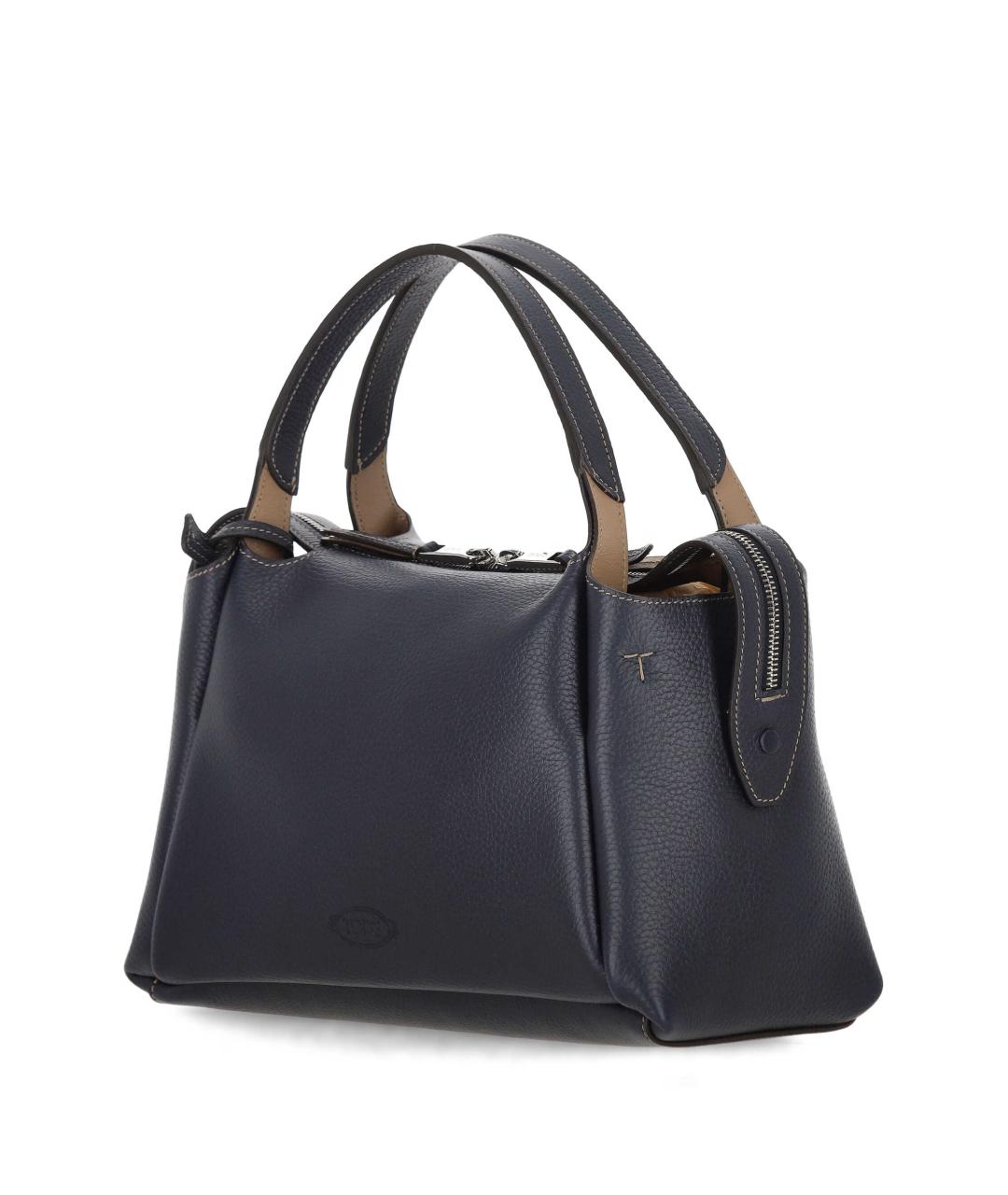 TOD'S Темно-синяя кожаная сумка тоут, фото 2