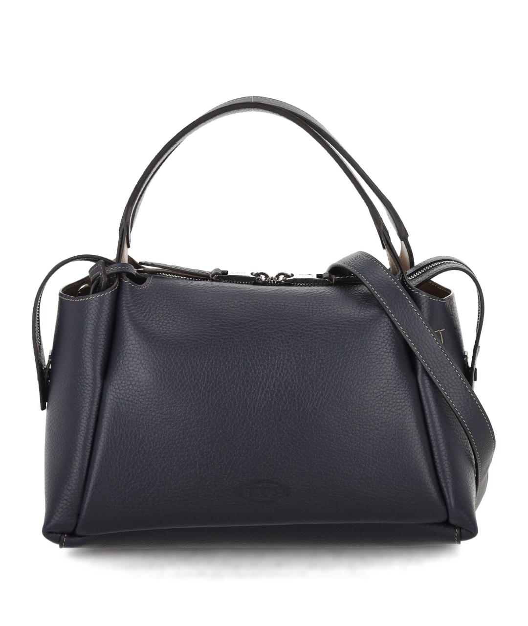 TOD'S Темно-синяя кожаная сумка тоут, фото 1