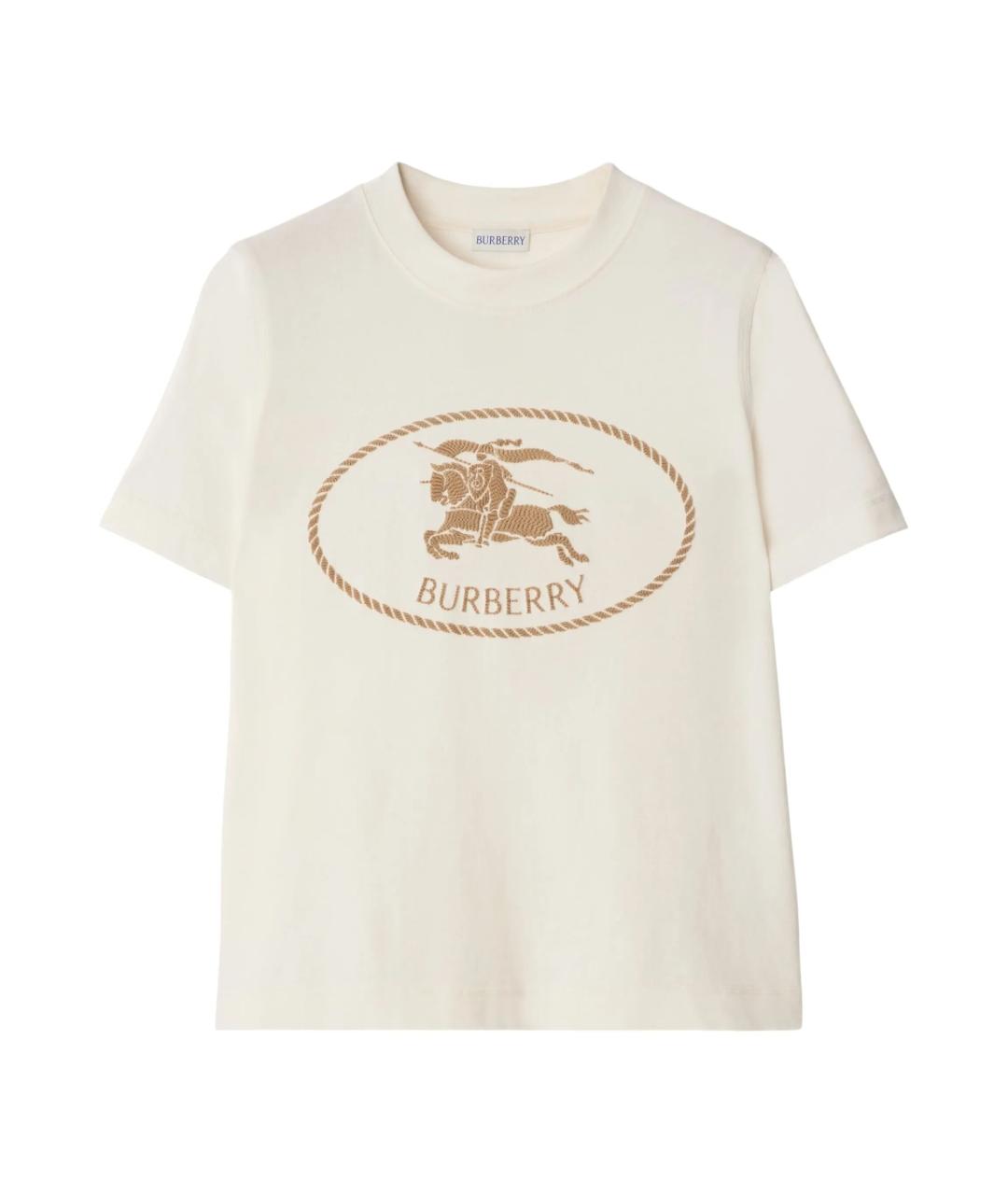 BURBERRY Белая хлопковая футболка, фото 1