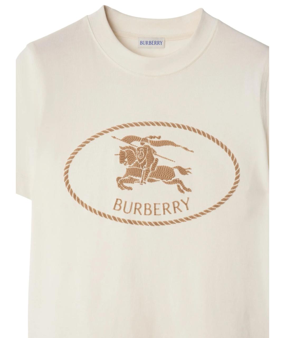 BURBERRY Белая хлопковая футболка, фото 2