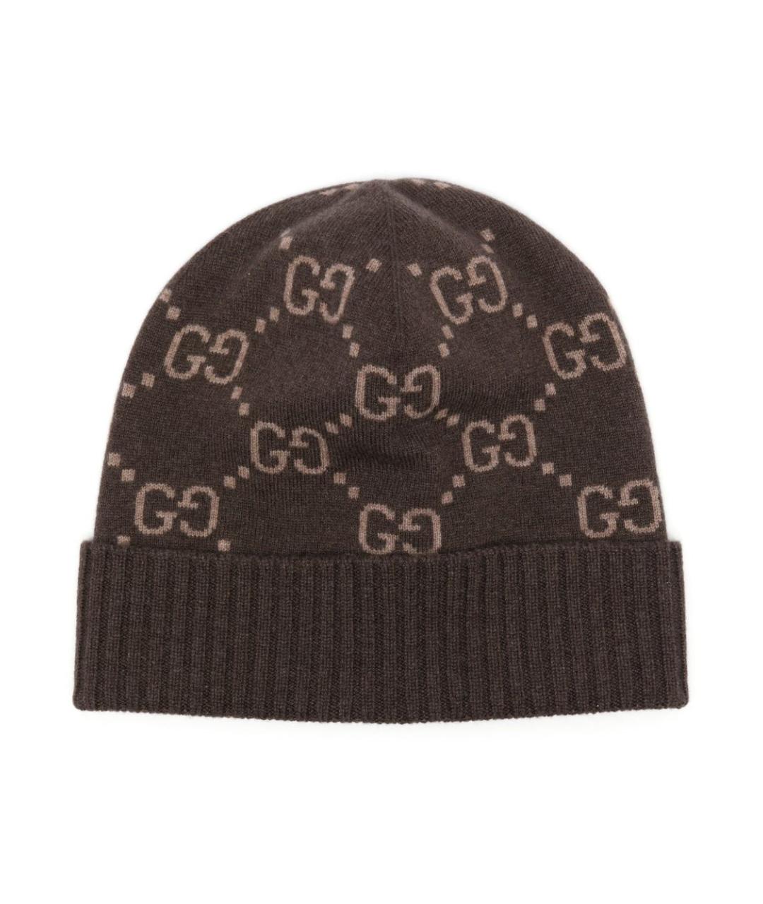 GUCCI Коричневая кашемировая шапка, фото 1
