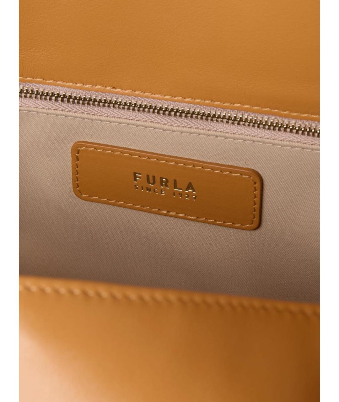 FURLA Бежевая кожаная сумка через плечо, фото 4