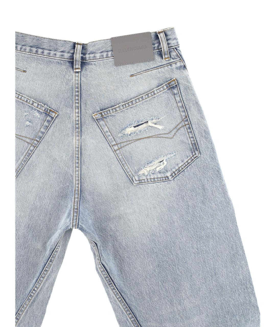 BALENCIAGA Голубые хлопковые прямые джинсы, фото 3