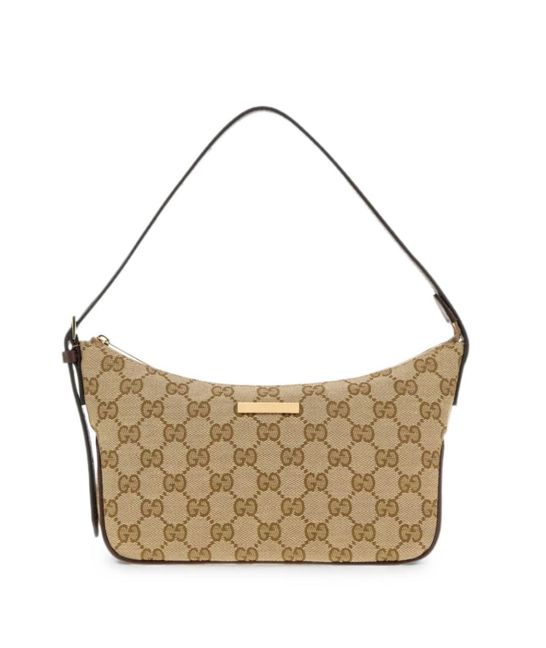GUCCI Бежевая сумка с короткими ручками из канвы, фото 1
