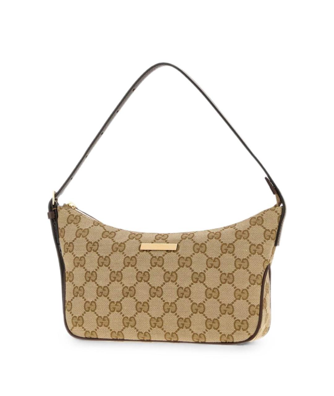 GUCCI Бежевая сумка с короткими ручками из канвы, фото 2