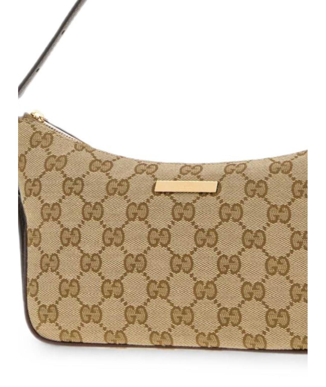 GUCCI Бежевая сумка с короткими ручками из канвы, фото 4