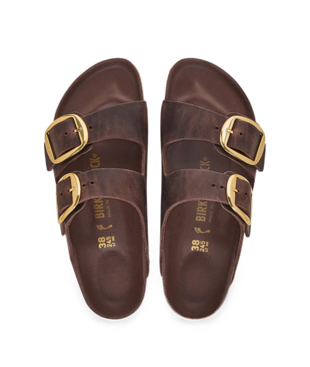 BIRKENSTOCK Коричневые кожаные шлепанцы, фото 3