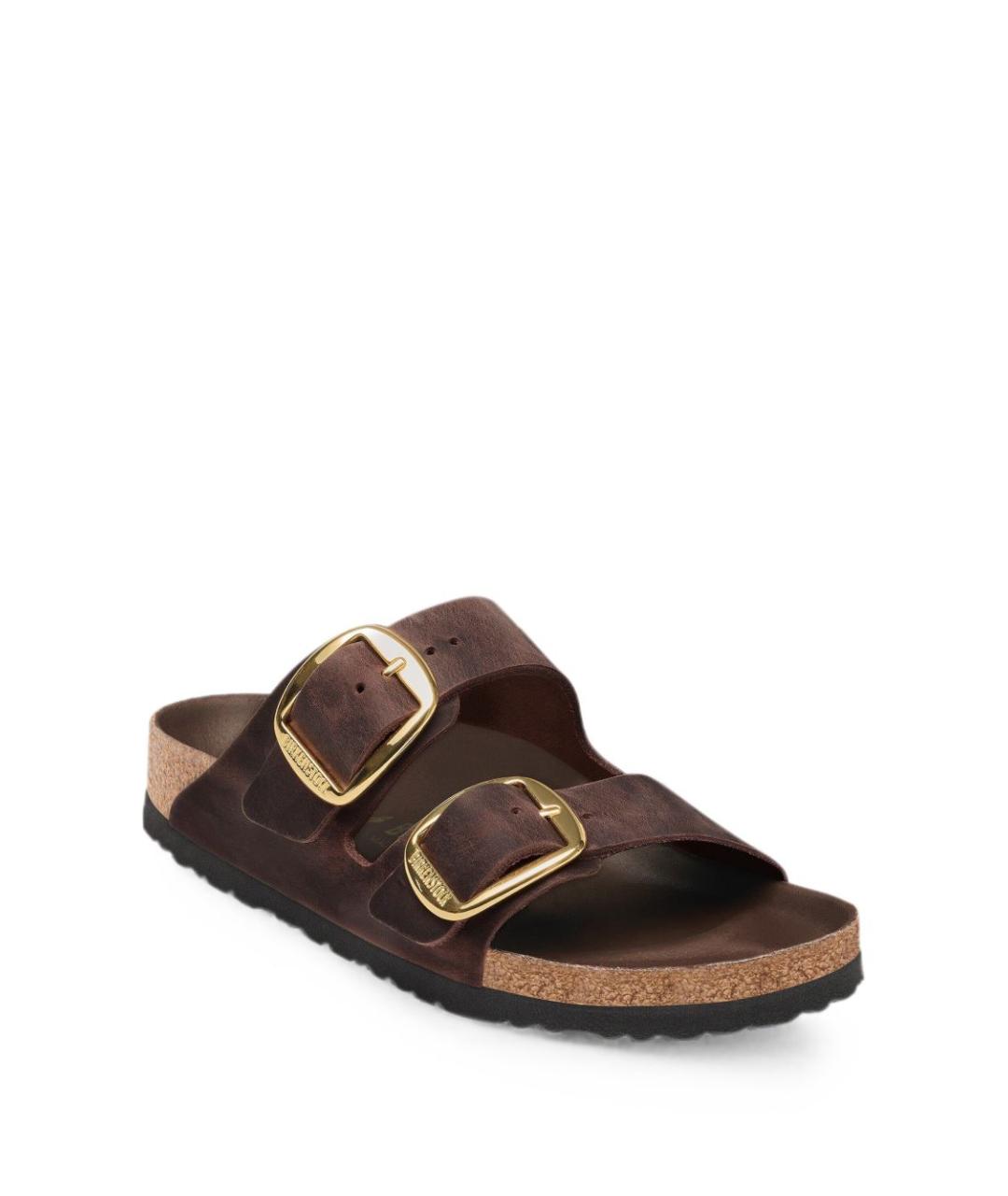 BIRKENSTOCK Коричневые кожаные шлепанцы, фото 2
