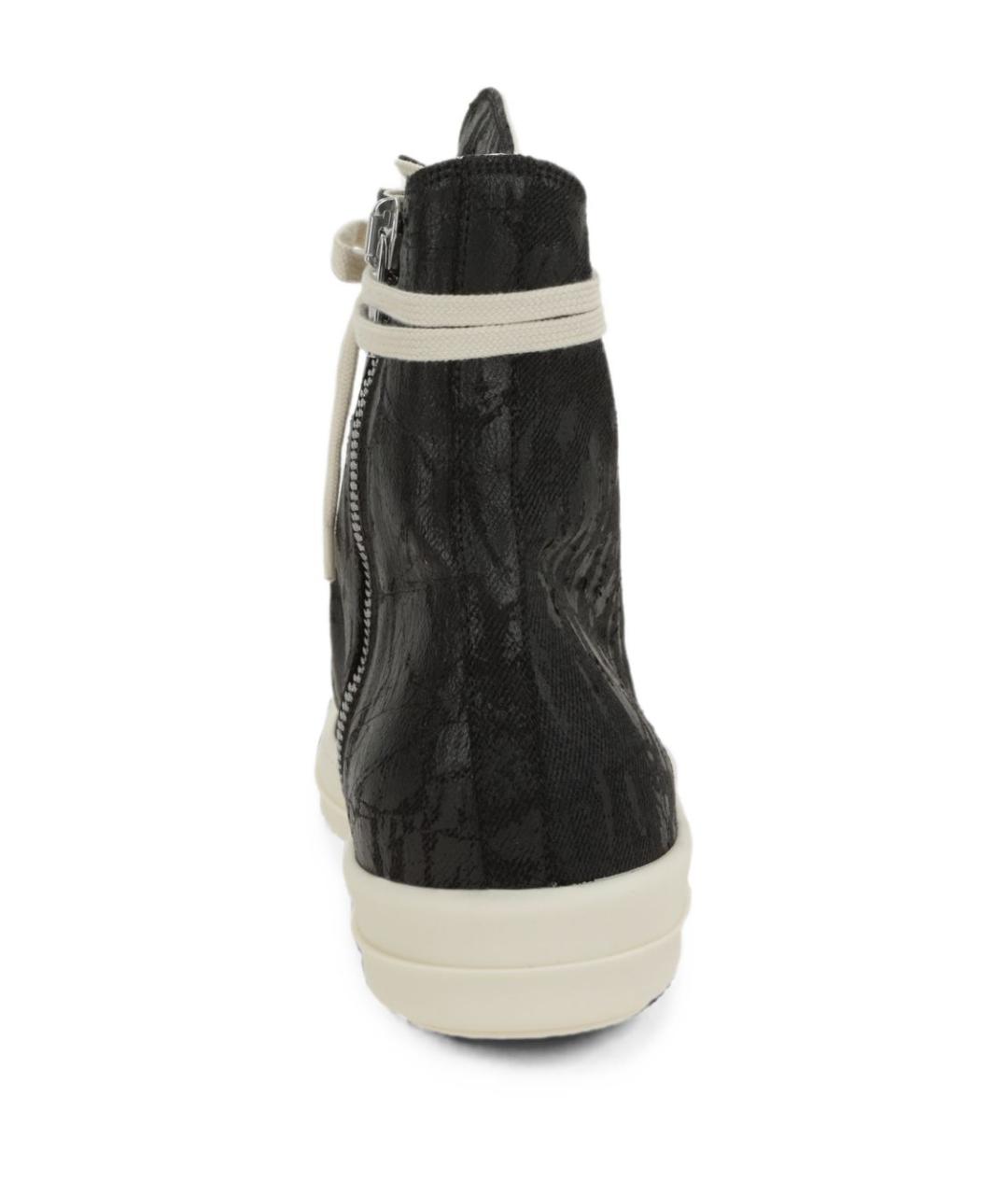 RICK OWENS DRKSHDW Черные текстильные высокие кроссовки / кеды, фото 3