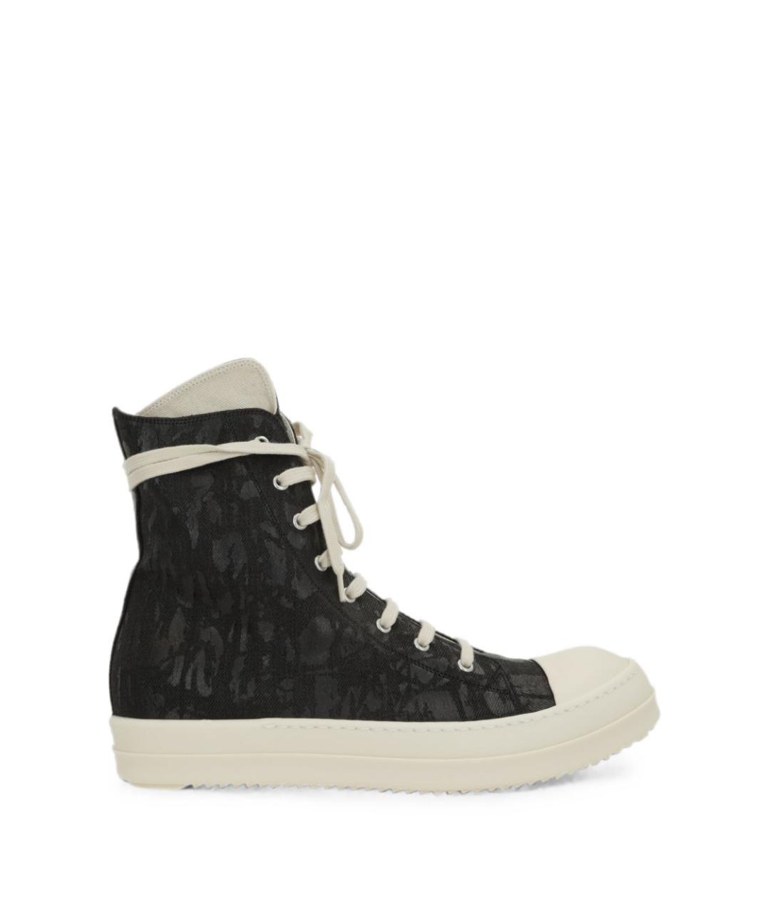 RICK OWENS DRKSHDW Черные текстильные высокие кроссовки / кеды, фото 1