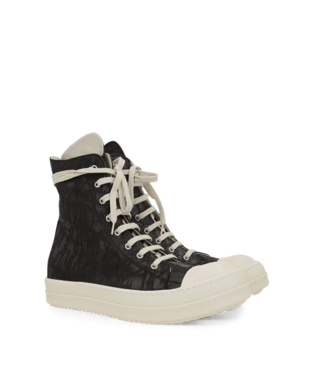 RICK OWENS DRKSHDW Черные текстильные высокие кроссовки / кеды, фото 2