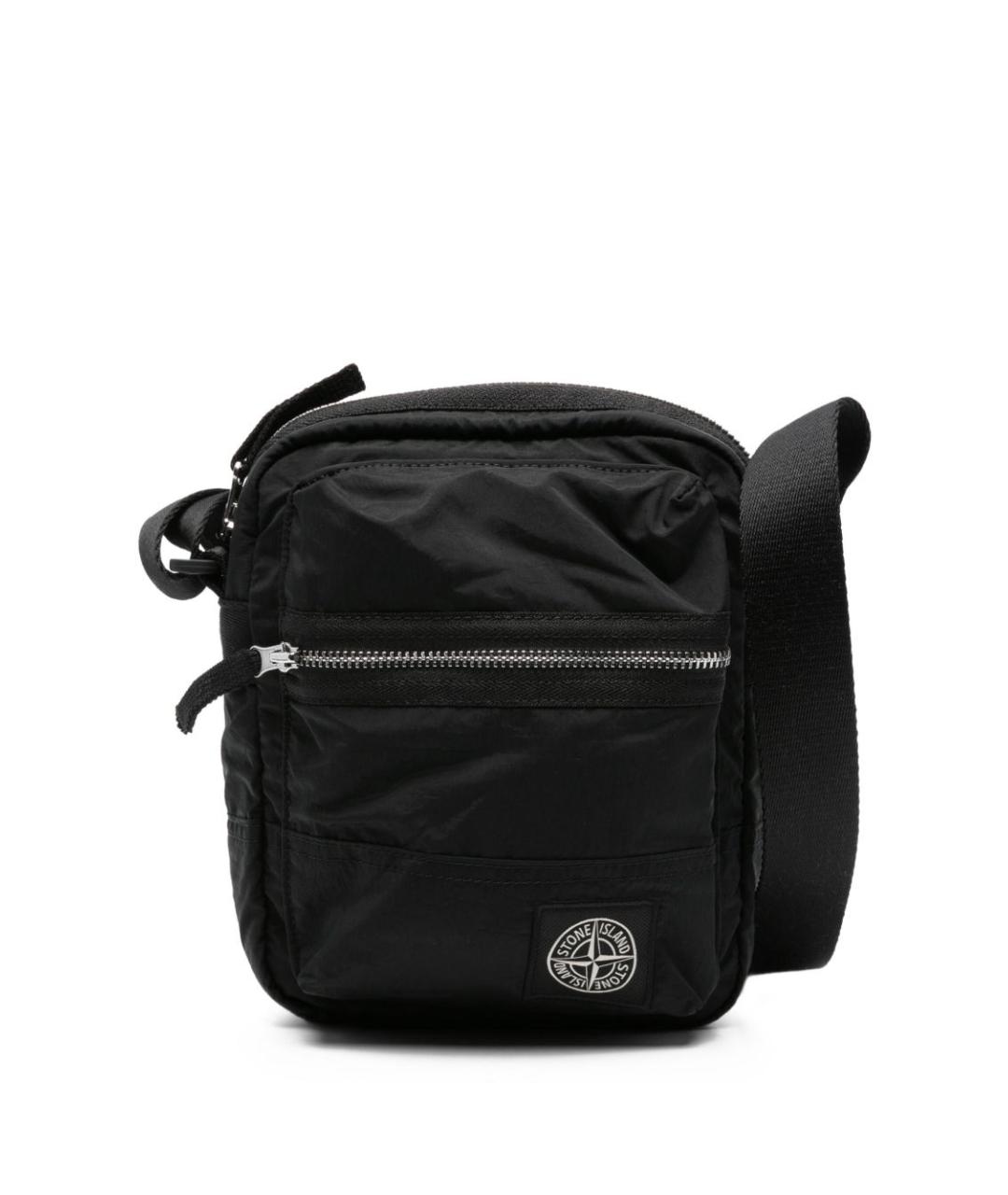 STONE ISLAND Черная тканевая сумка на плечо, фото 1