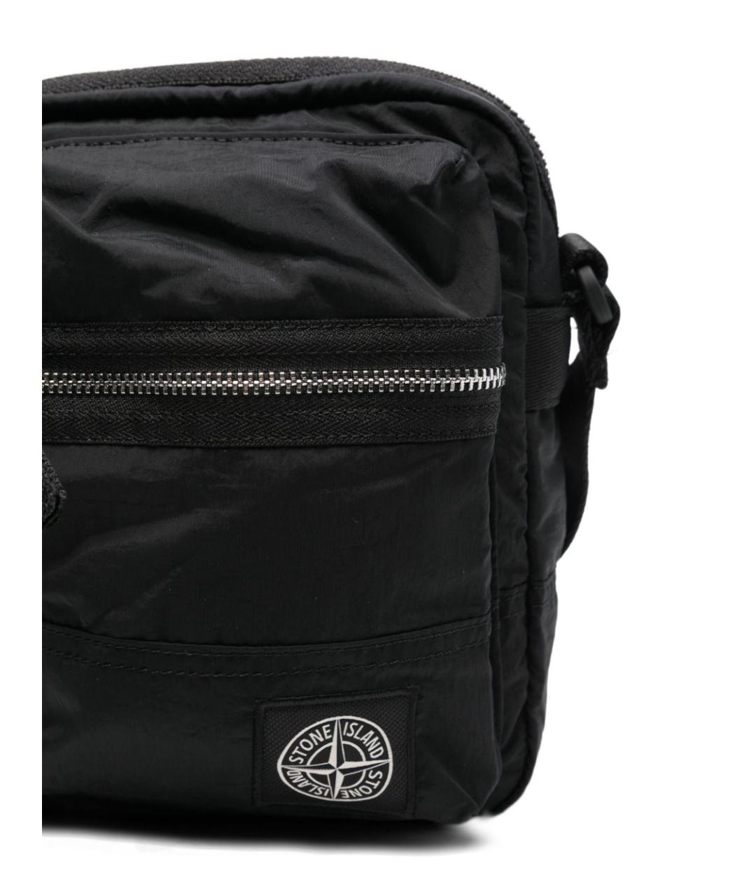 STONE ISLAND Черная тканевая сумка на плечо, фото 4