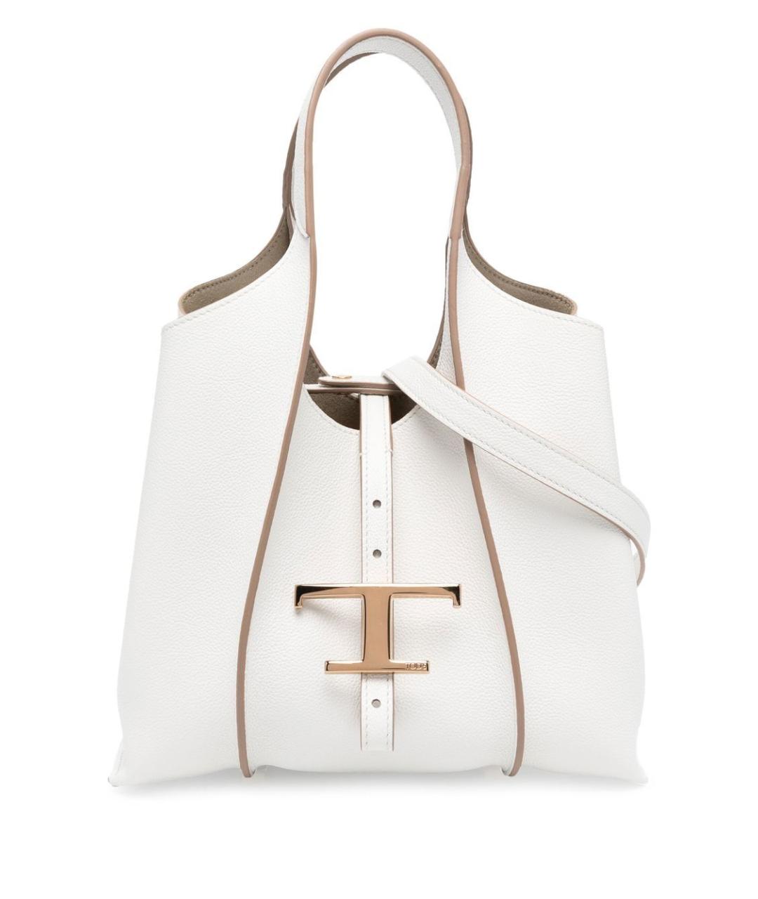 TOD'S Белая кожаная сумка тоут, фото 1