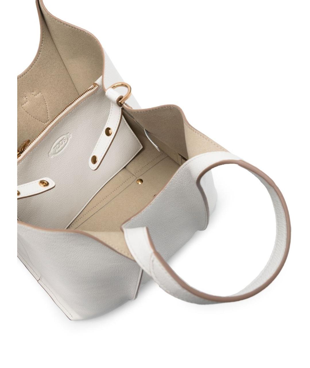 TOD'S Белая кожаная сумка тоут, фото 3