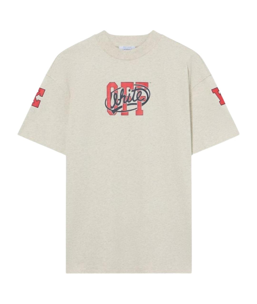 OFF-WHITE Серая хлопковая футболка, фото 1