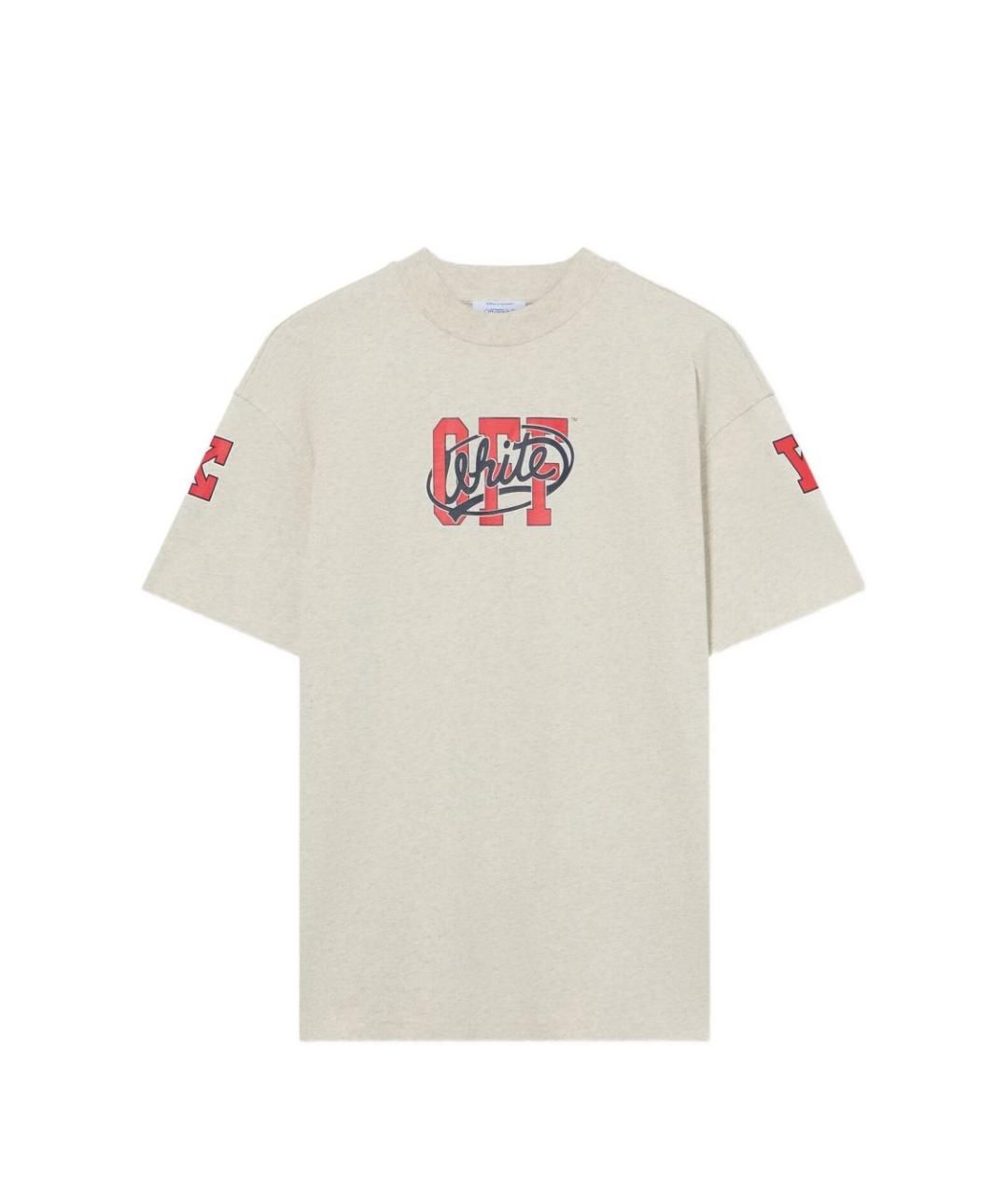 OFF-WHITE Серая хлопковая футболка, фото 3