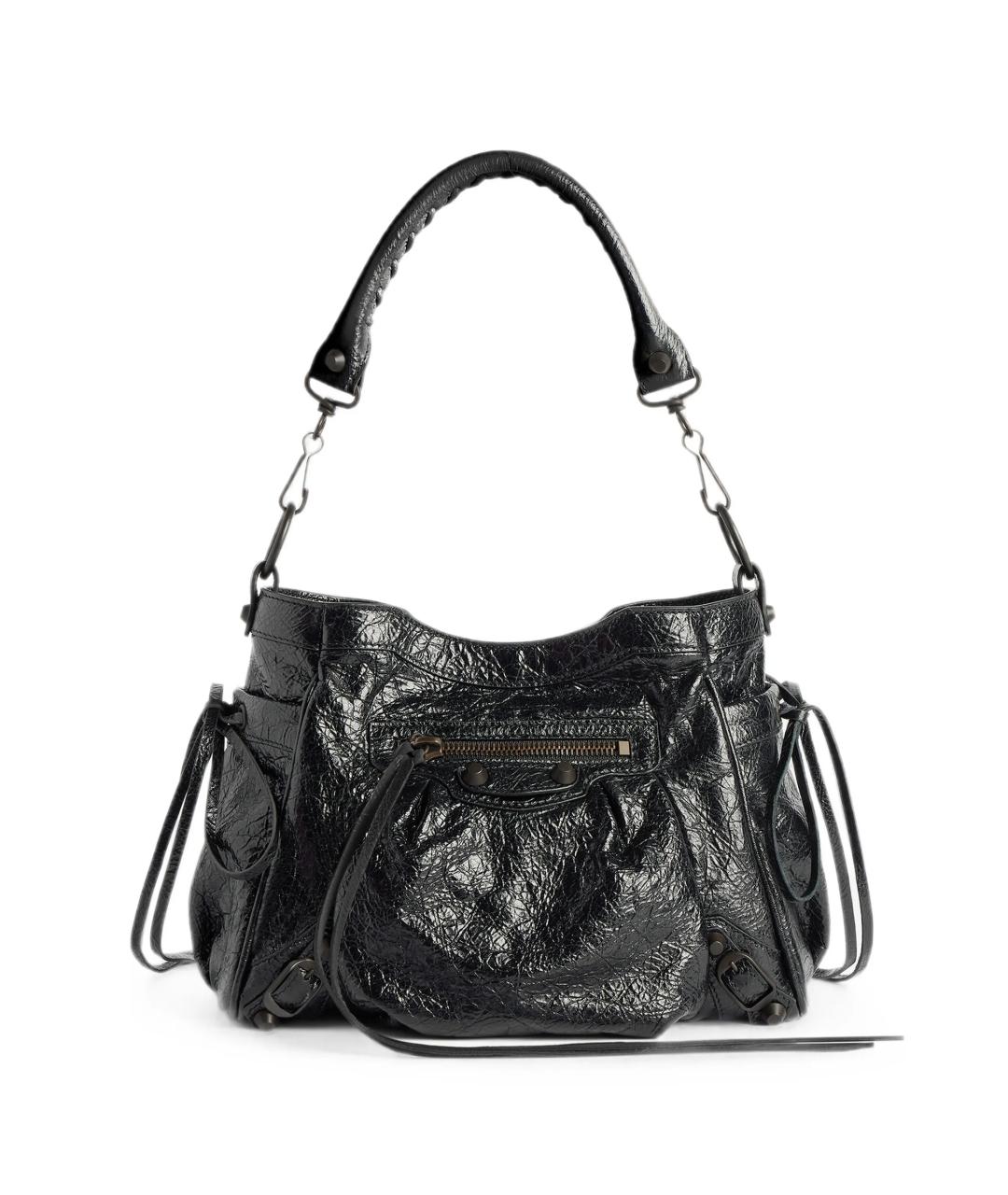 BALENCIAGA Черная кожаная сумка тоут, фото 1