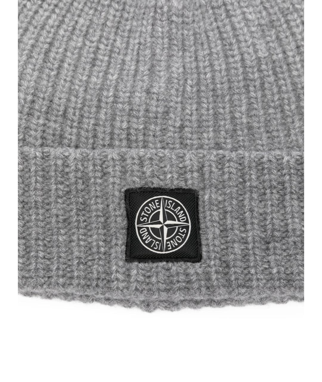 STONE ISLAND Серая шерстяная шапка, фото 2