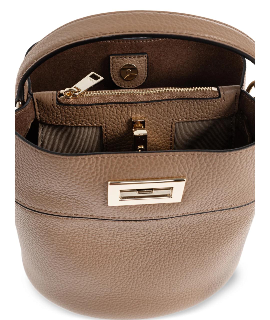 FURLA Коричневая кожаная сумка тоут, фото 5