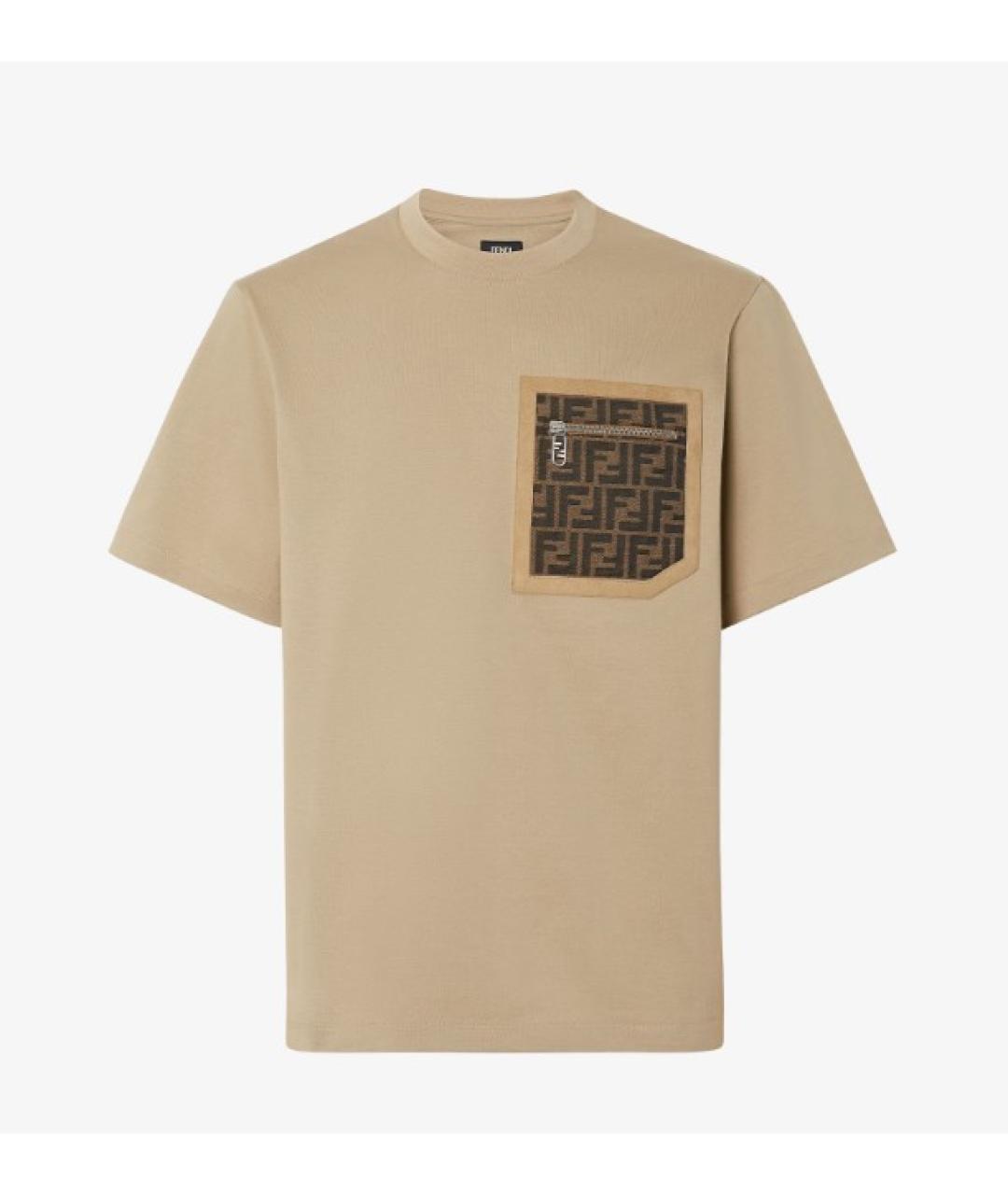 FENDI Бежевая хлопковая футболка, фото 1