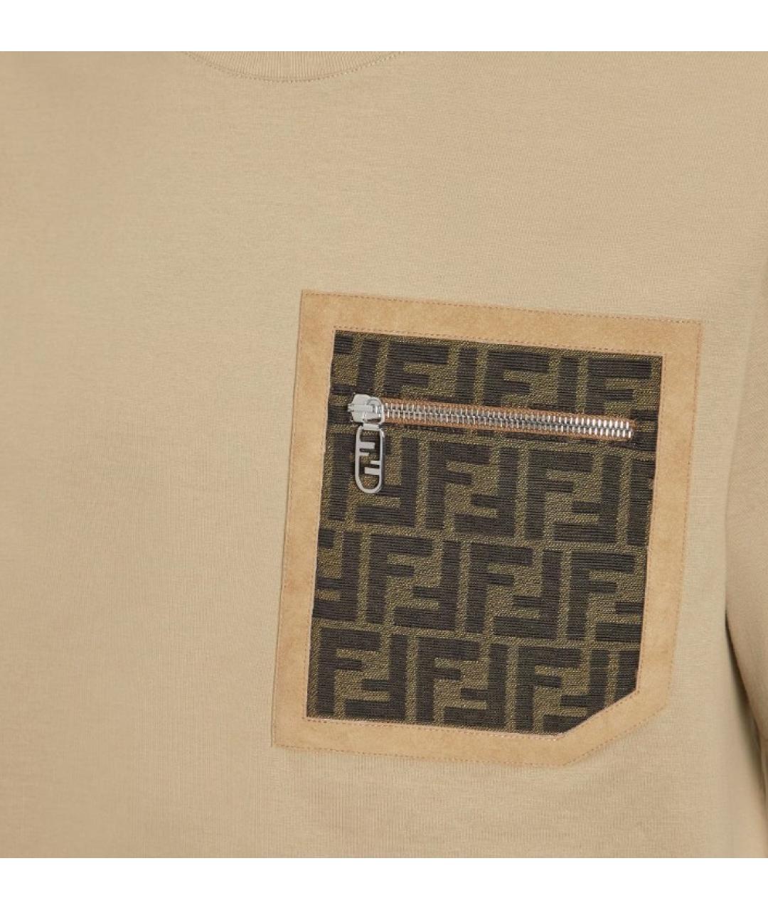 FENDI Бежевая хлопковая футболка, фото 2