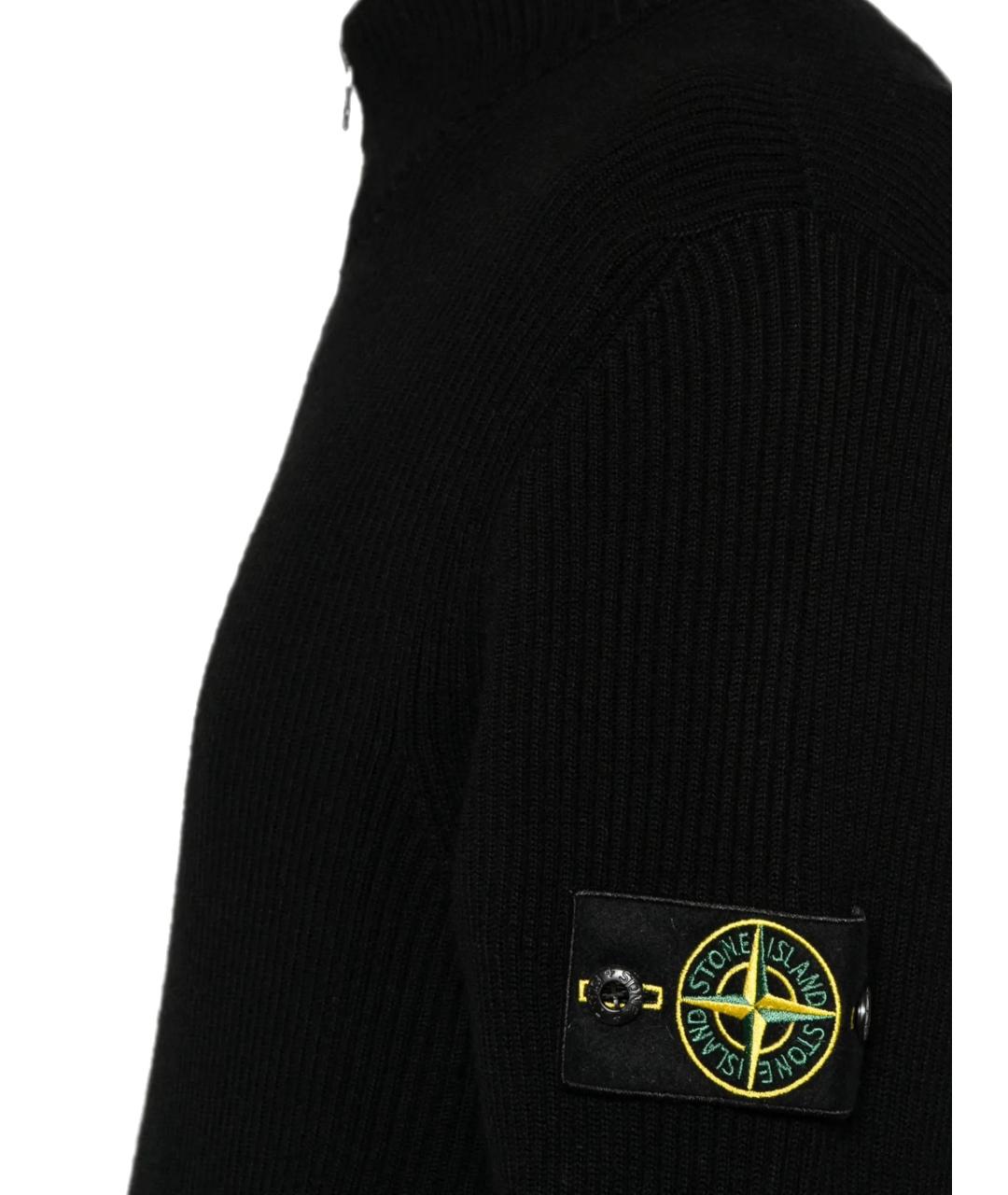 STONE ISLAND Черный шерстяной кардиган, фото 2
