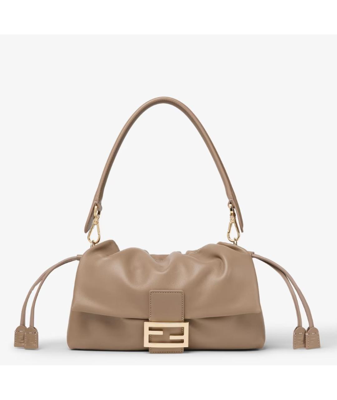 FENDI Бежевая кожаная сумка через плечо, фото 5