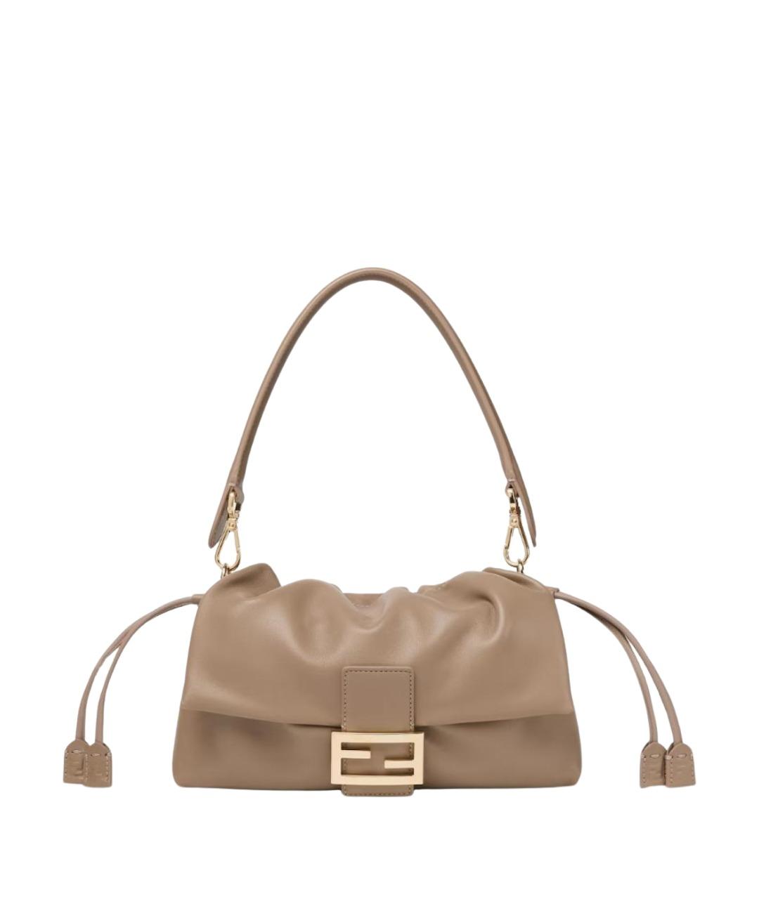 FENDI Бежевая кожаная сумка через плечо, фото 1