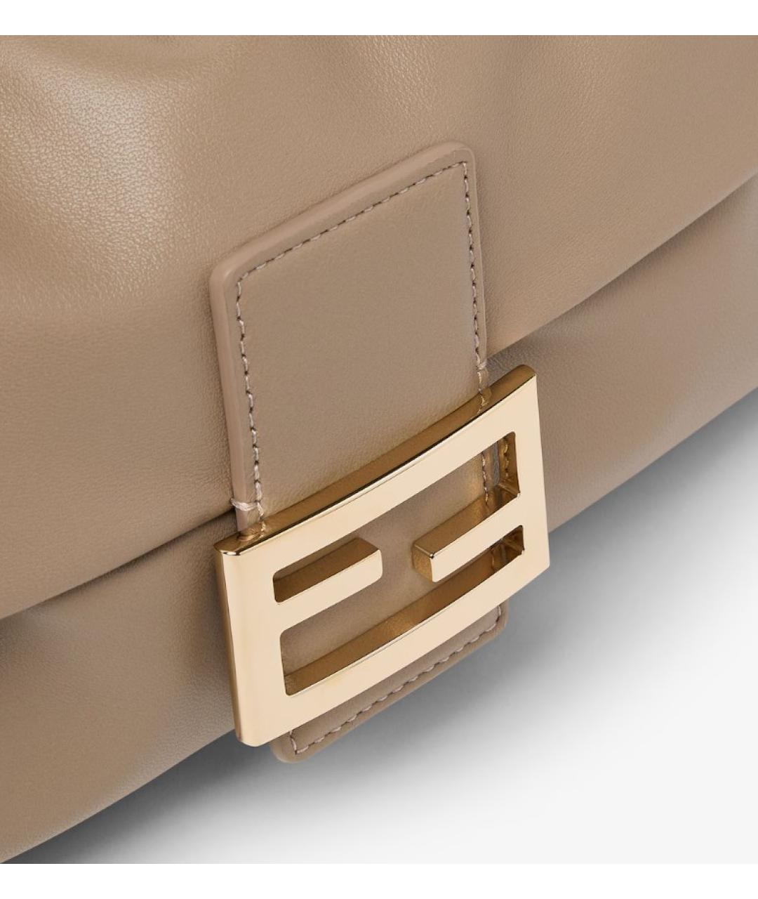 FENDI Бежевая кожаная сумка через плечо, фото 4