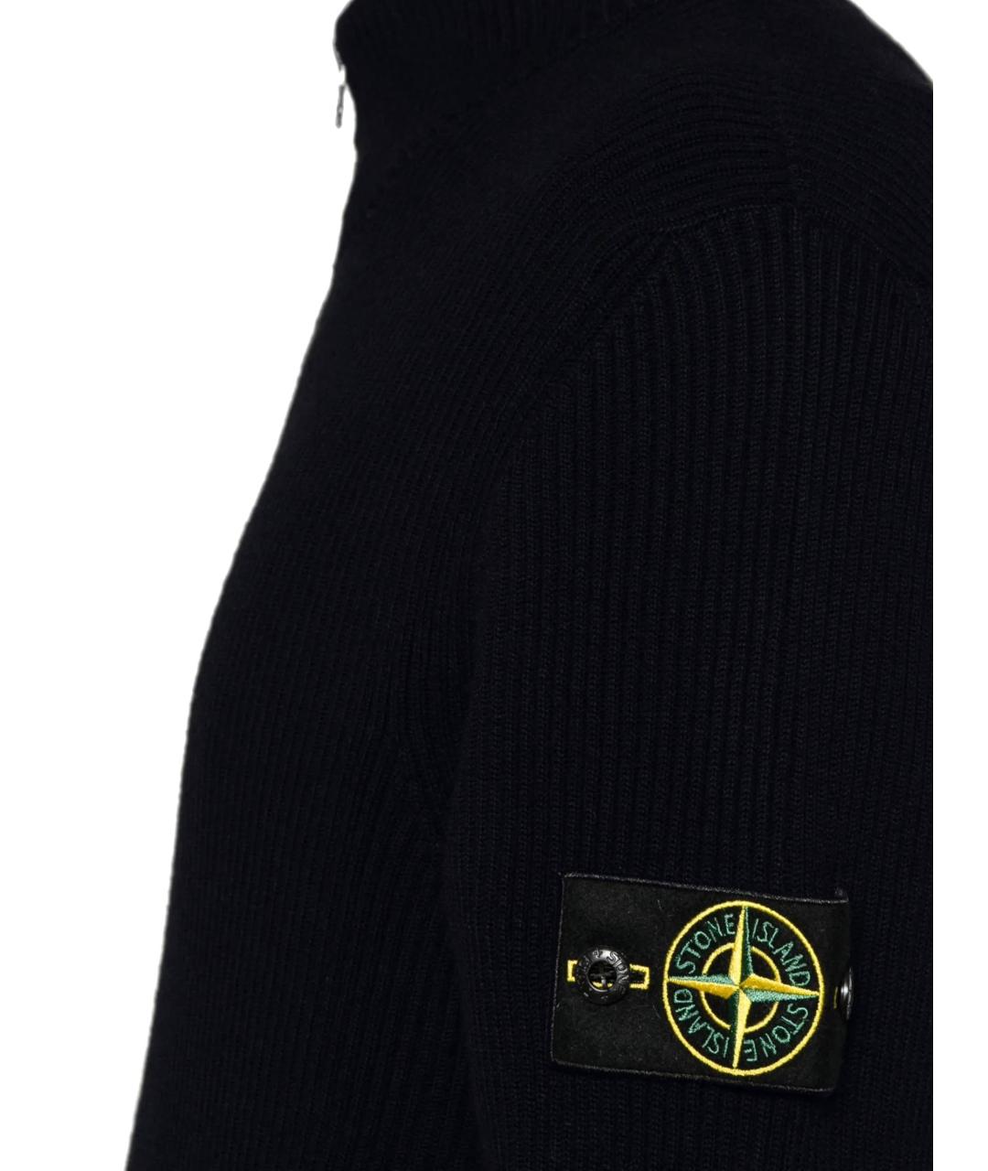 STONE ISLAND Черный шерстяной кардиган, фото 2