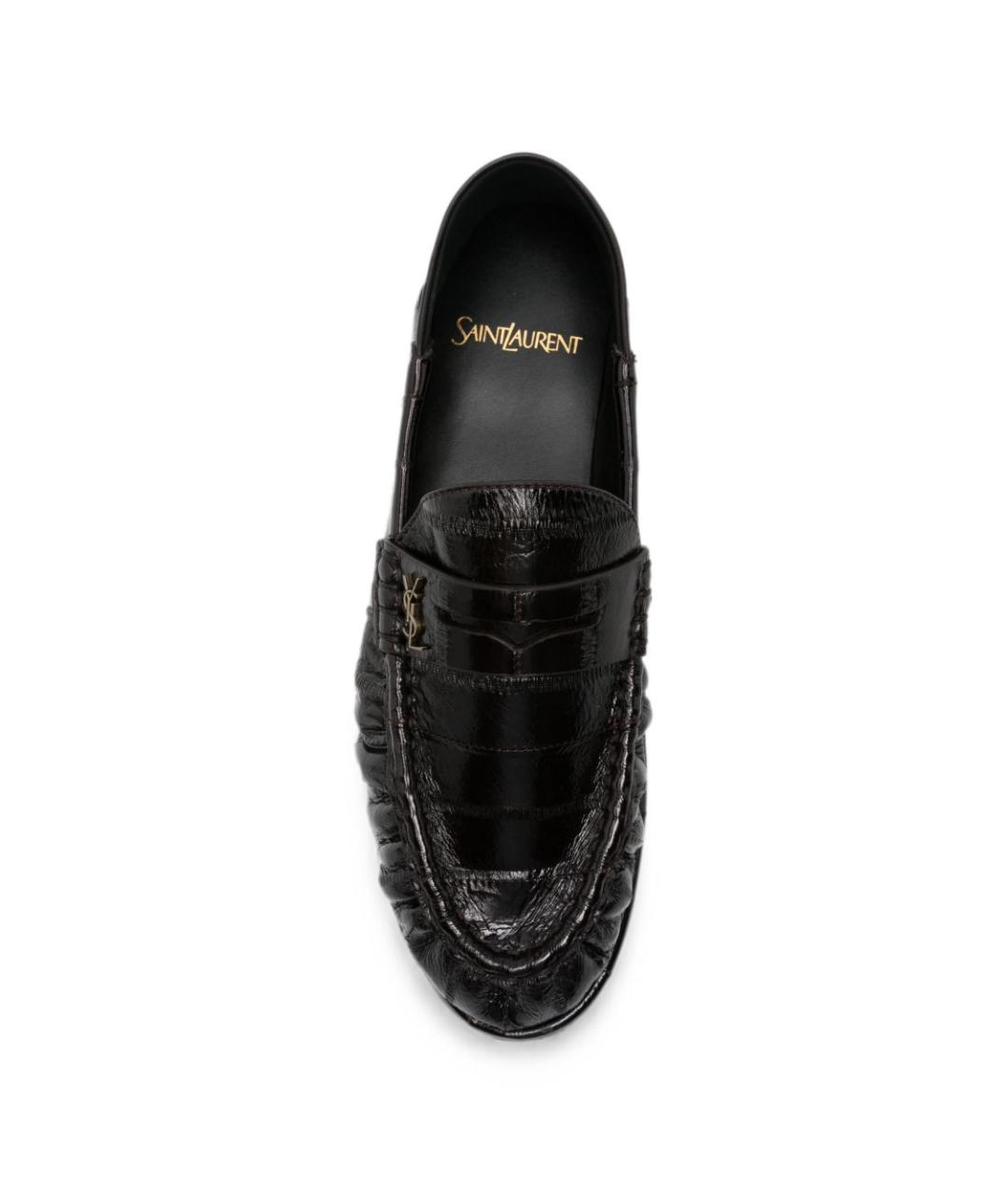 SAINT LAURENT Коричневые кожаные лоферы, фото 4