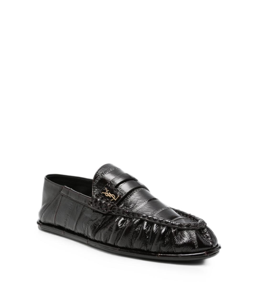 SAINT LAURENT Коричневые кожаные лоферы, фото 2