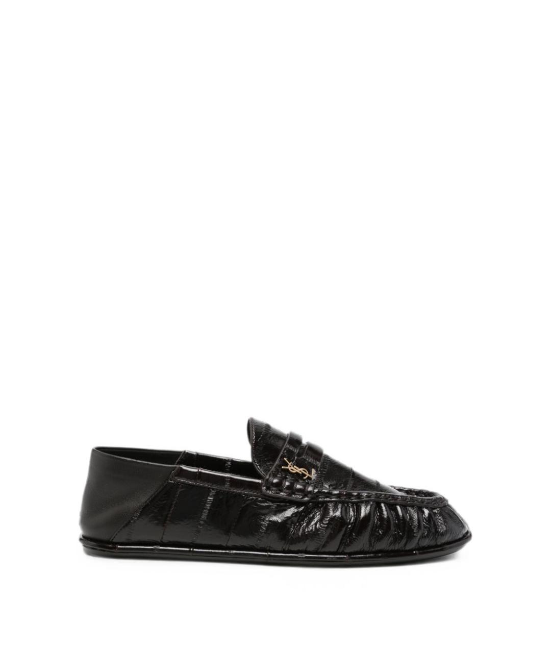SAINT LAURENT Коричневые кожаные лоферы, фото 1