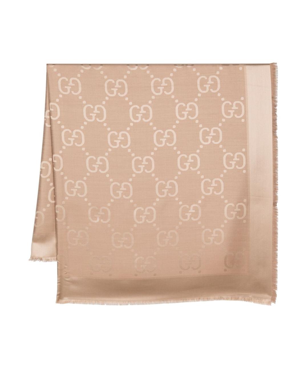 GUCCI Бежевый шерстяной шарф, фото 1