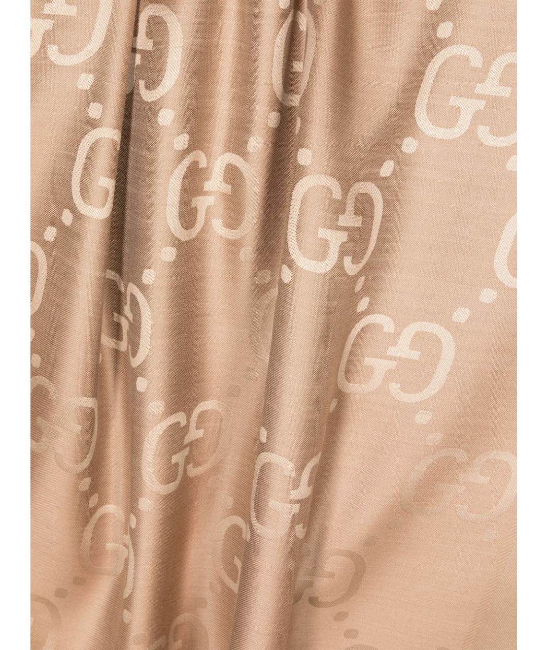 GUCCI Бежевый шерстяной шарф, фото 3