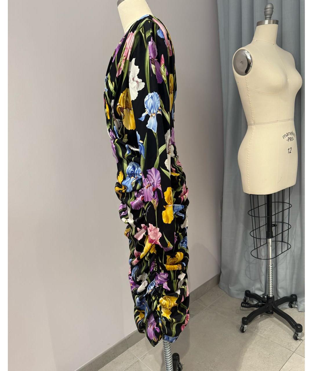 DOLCE&GABBANA Мульти шелковое коктейльное платье, фото 4