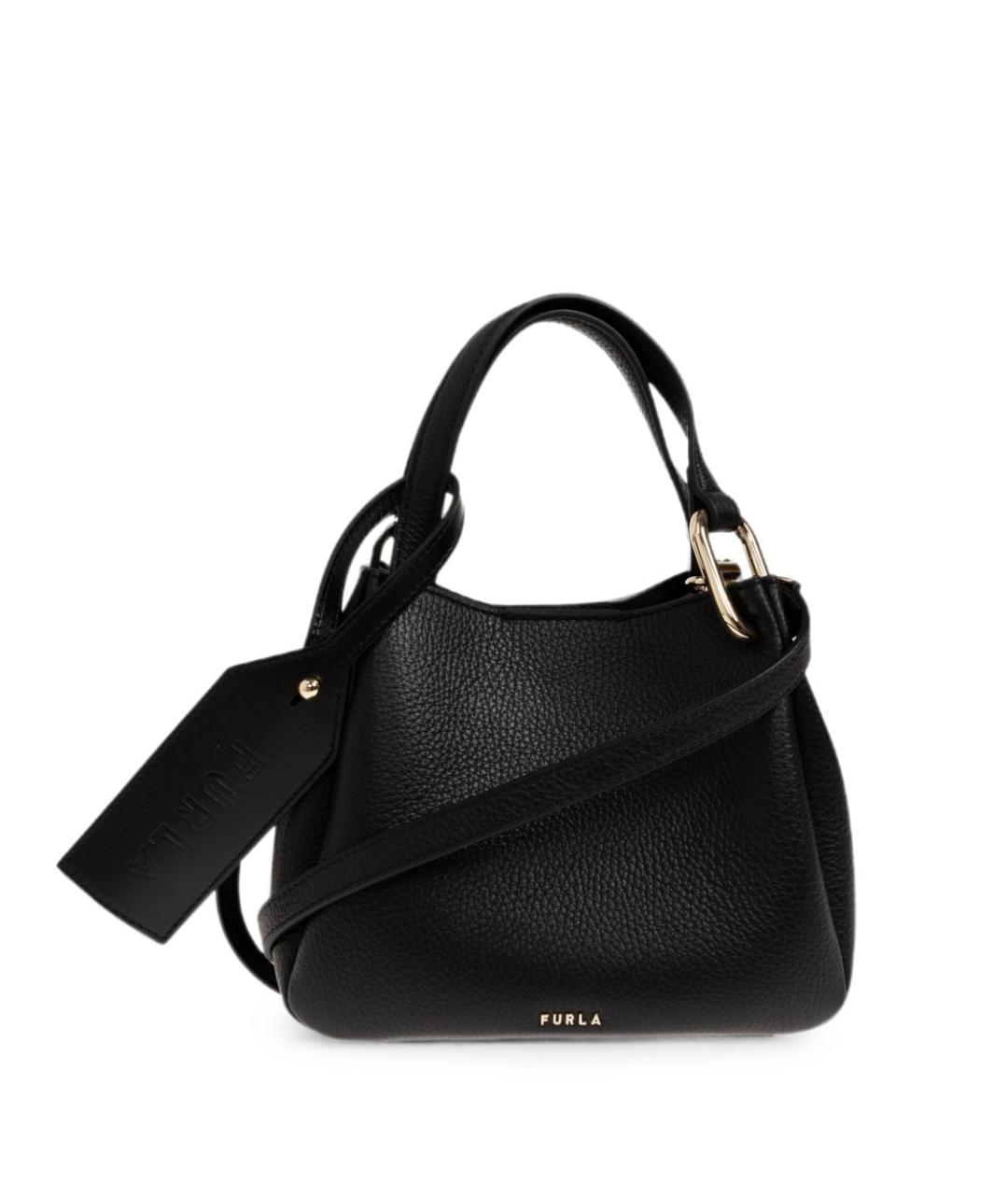 FURLA Черная кожаная сумка тоут, фото 1