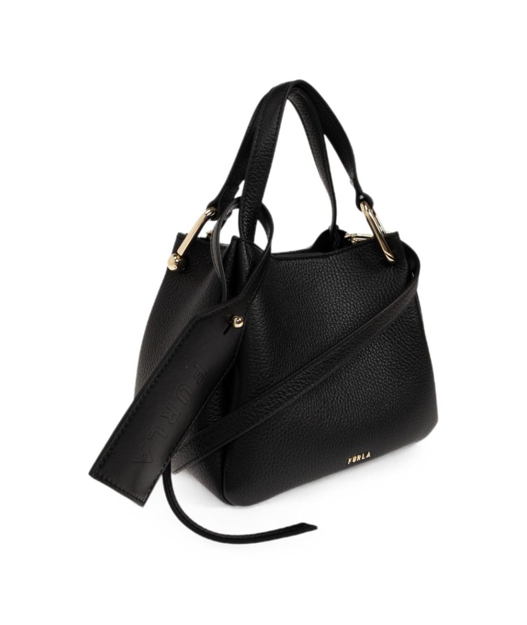 FURLA Черная кожаная сумка тоут, фото 2