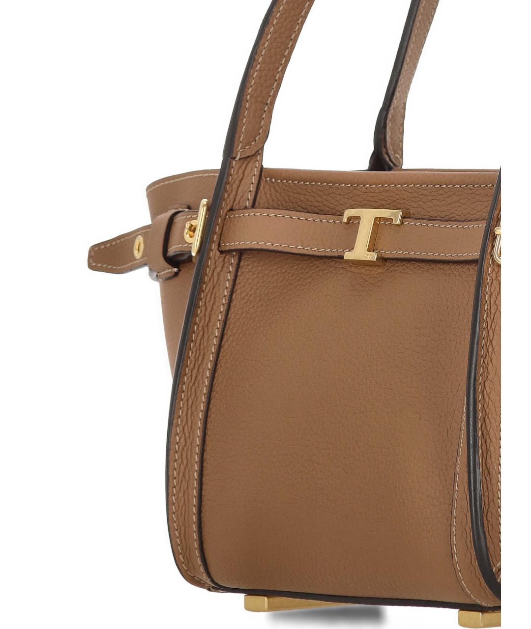 TOD'S Хаки кожаная сумка тоут, фото 4