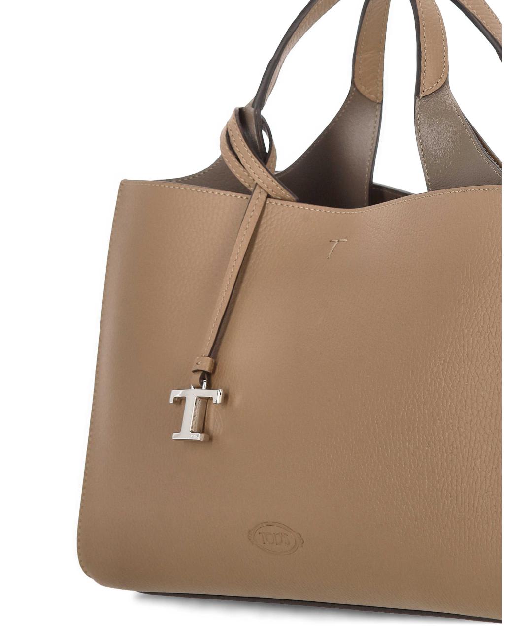 TOD'S Бежевая кожаная сумка тоут, фото 4