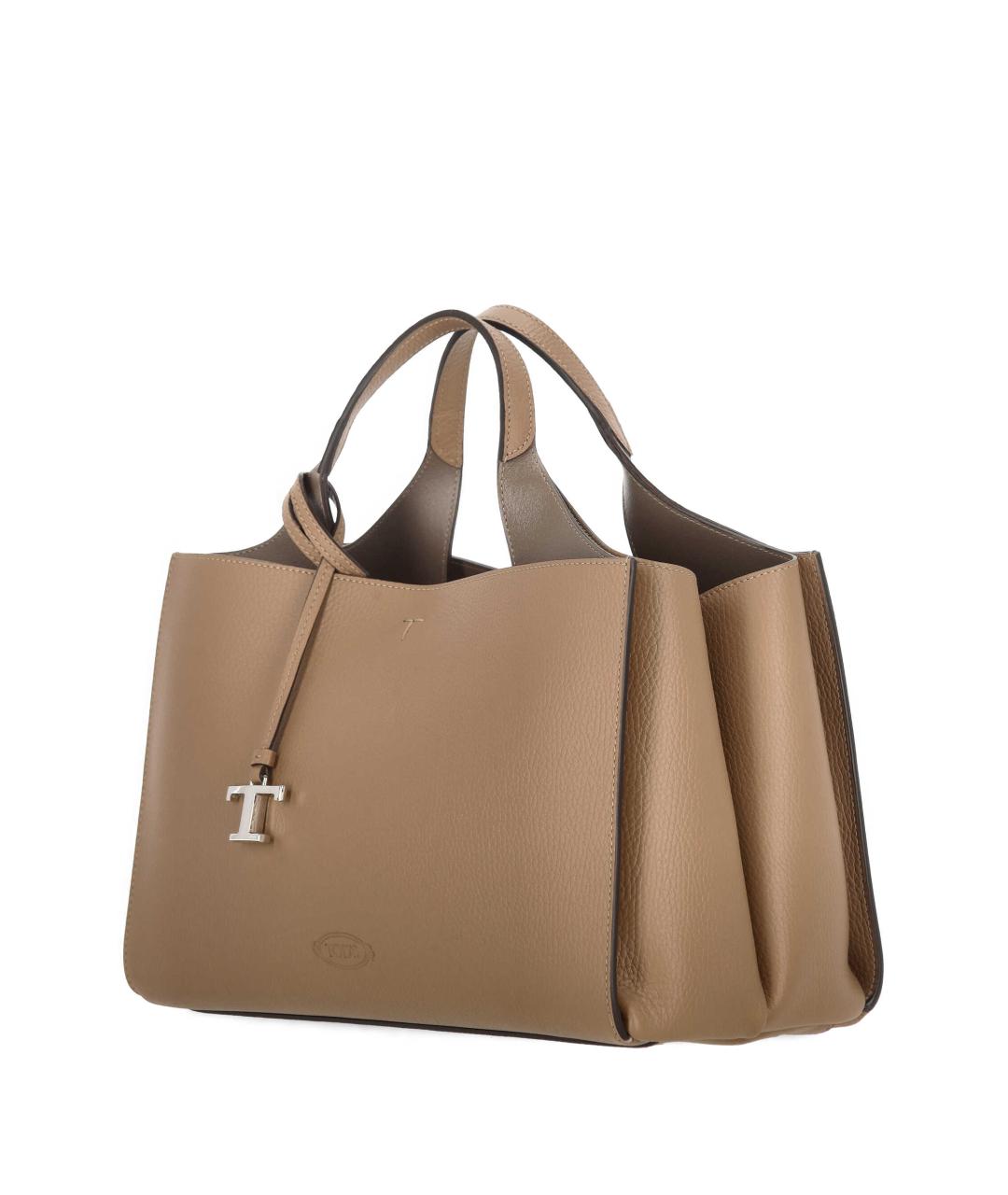 TOD'S Бежевая кожаная сумка тоут, фото 2