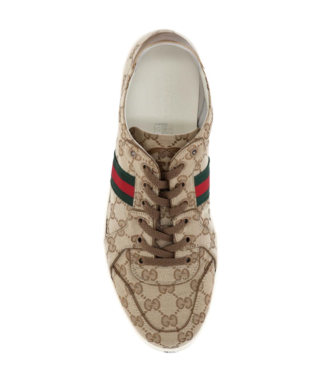 GUCCI Бежевые синтетические низкие кроссовки / кеды, фото 4