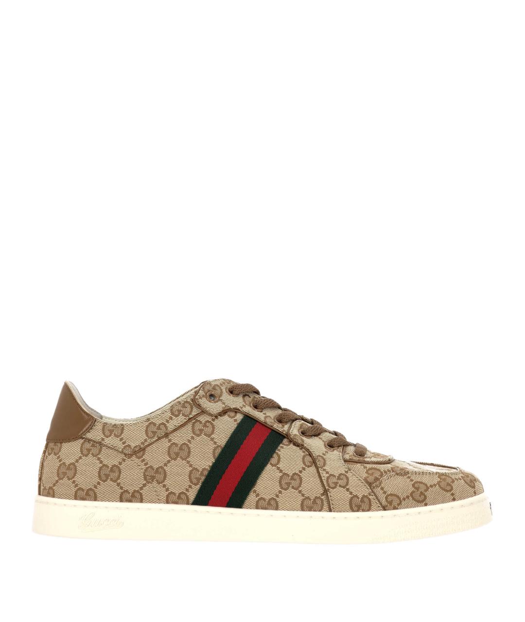GUCCI Бежевые синтетические низкие кроссовки / кеды, фото 1