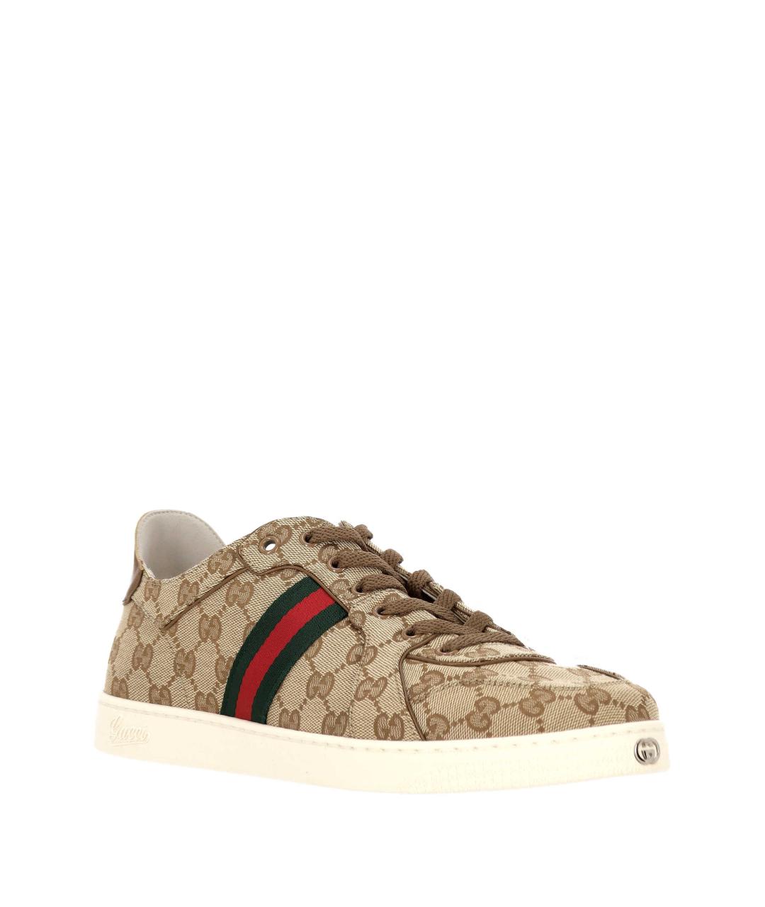 GUCCI Бежевые синтетические низкие кроссовки / кеды, фото 2