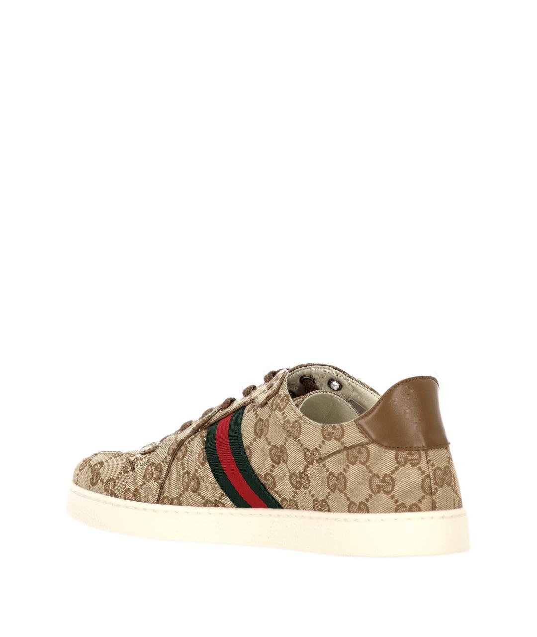 GUCCI Бежевые синтетические низкие кроссовки / кеды, фото 3
