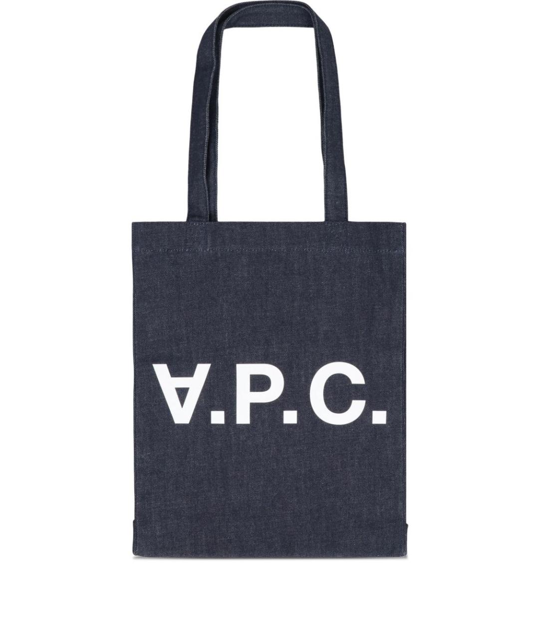 A.P.C. Темно-синяя хлопковая сумка тоут, фото 1